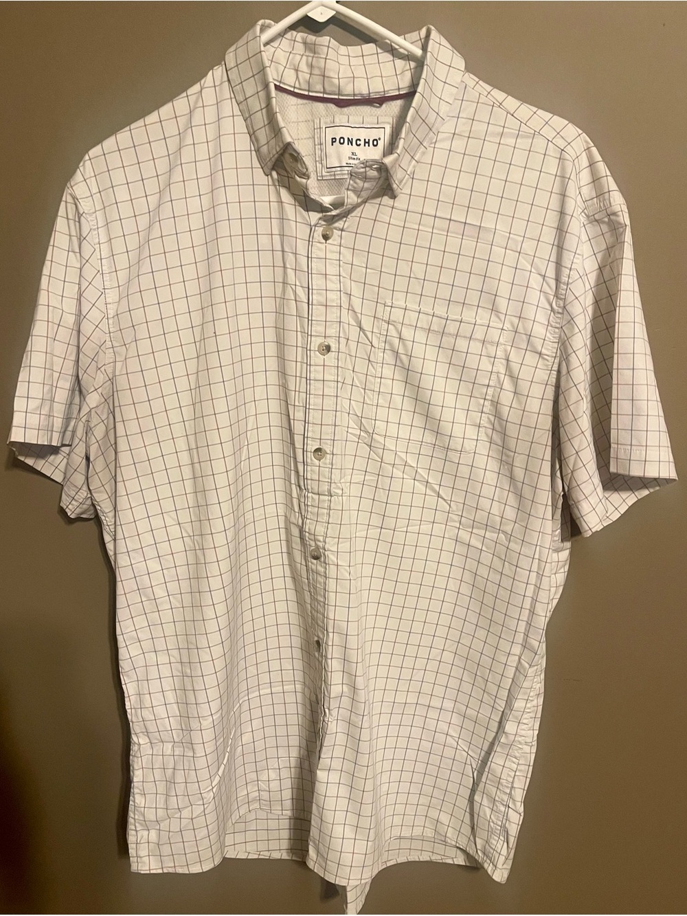 Poncho - Ivory Short-Sleeve Check Button-Down Shirt